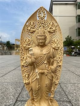 Amazon｜仏像 仏壇仏像 木彫り 帝釈天 立像 金剛杵 護法善神 天